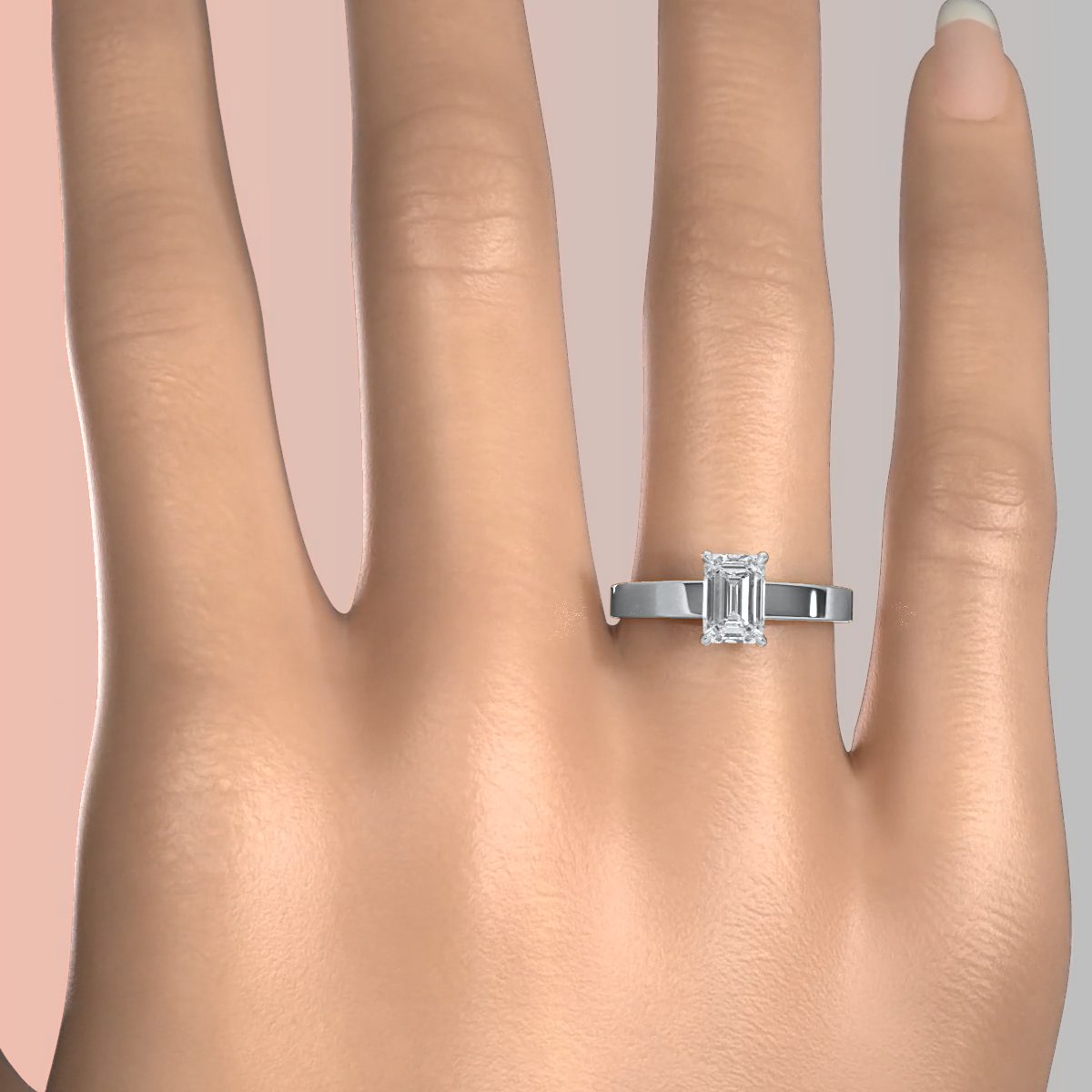 3.5mm Cathedral Style Flat Edge Solitaire Lab Grown Diamond IGI Certified Engagement Ring 4g Setting 1.00 Ctw.